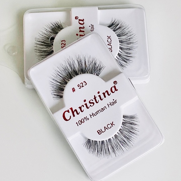 False EyeLashes Human Hair Christina #523 set of 2 - Picture 2 of 4